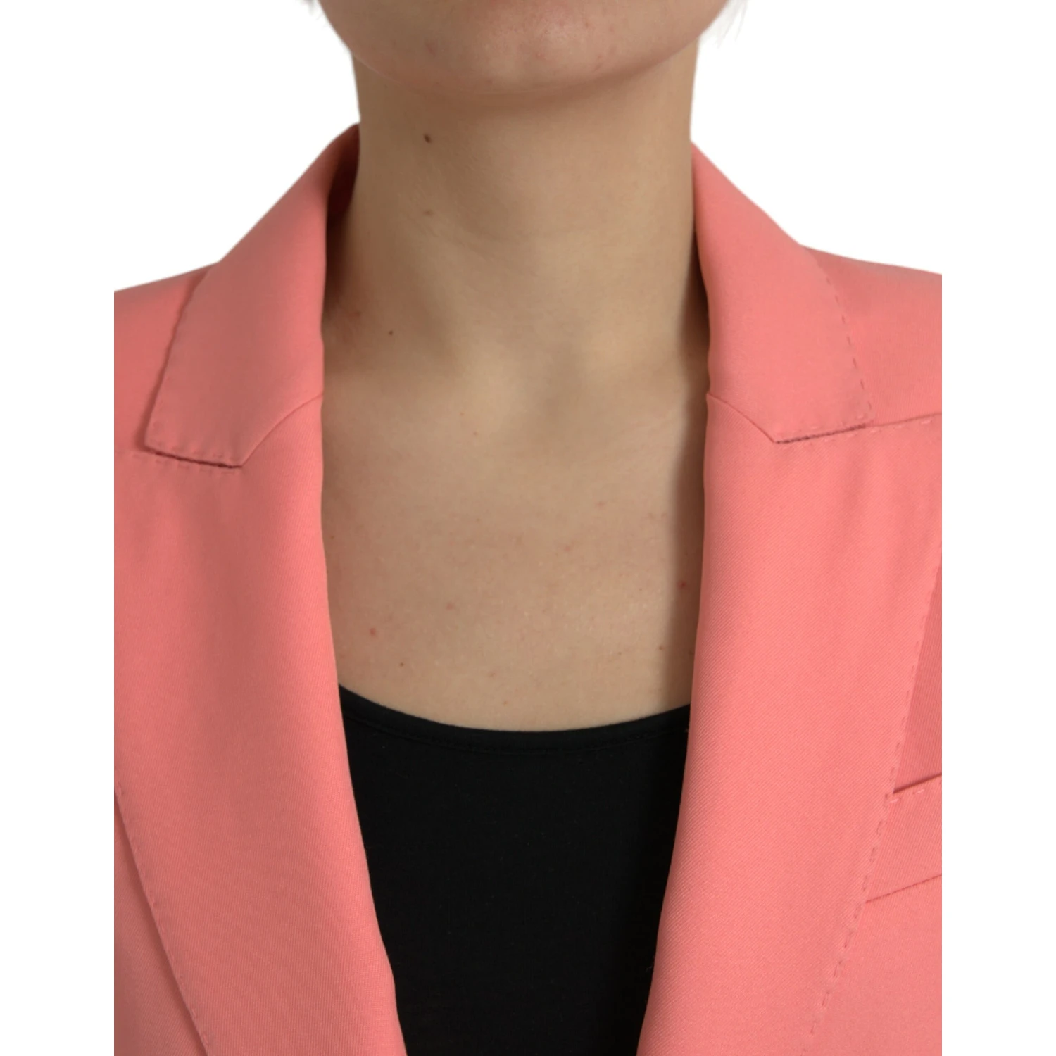 Pink Polyester Single Breasted Blazer Jacket