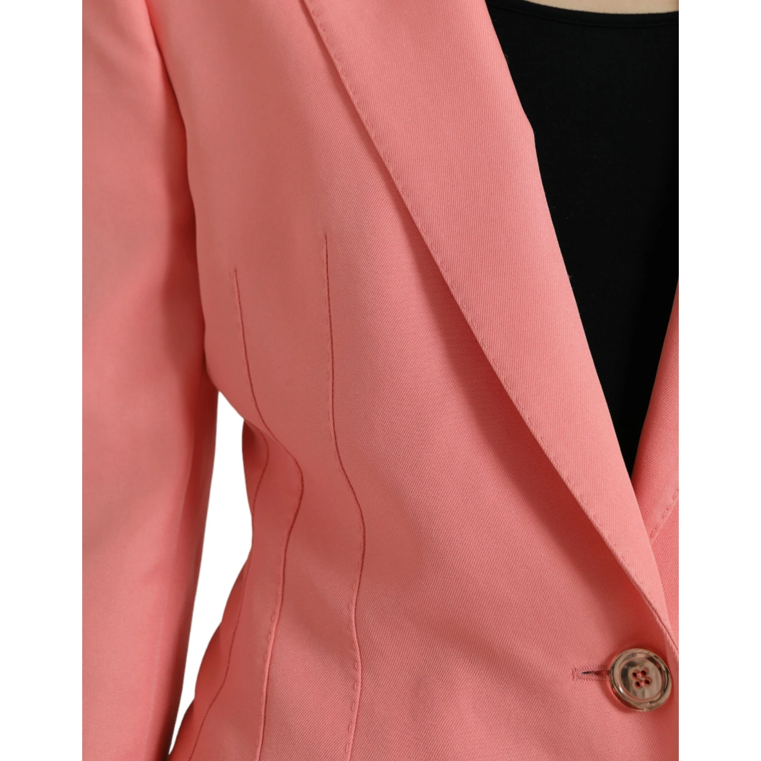 Pink Polyester Single Breasted Blazer Jacket