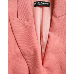 Pink Polyester Single Breasted Blazer Jacket