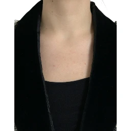 Black Crystal Embellished Overcoat Jacket