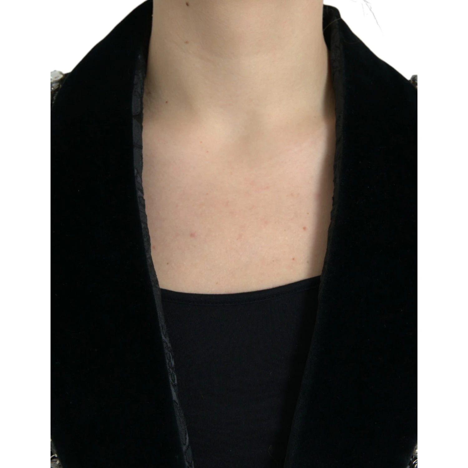 Black Crystal Embellished Overcoat Jacket