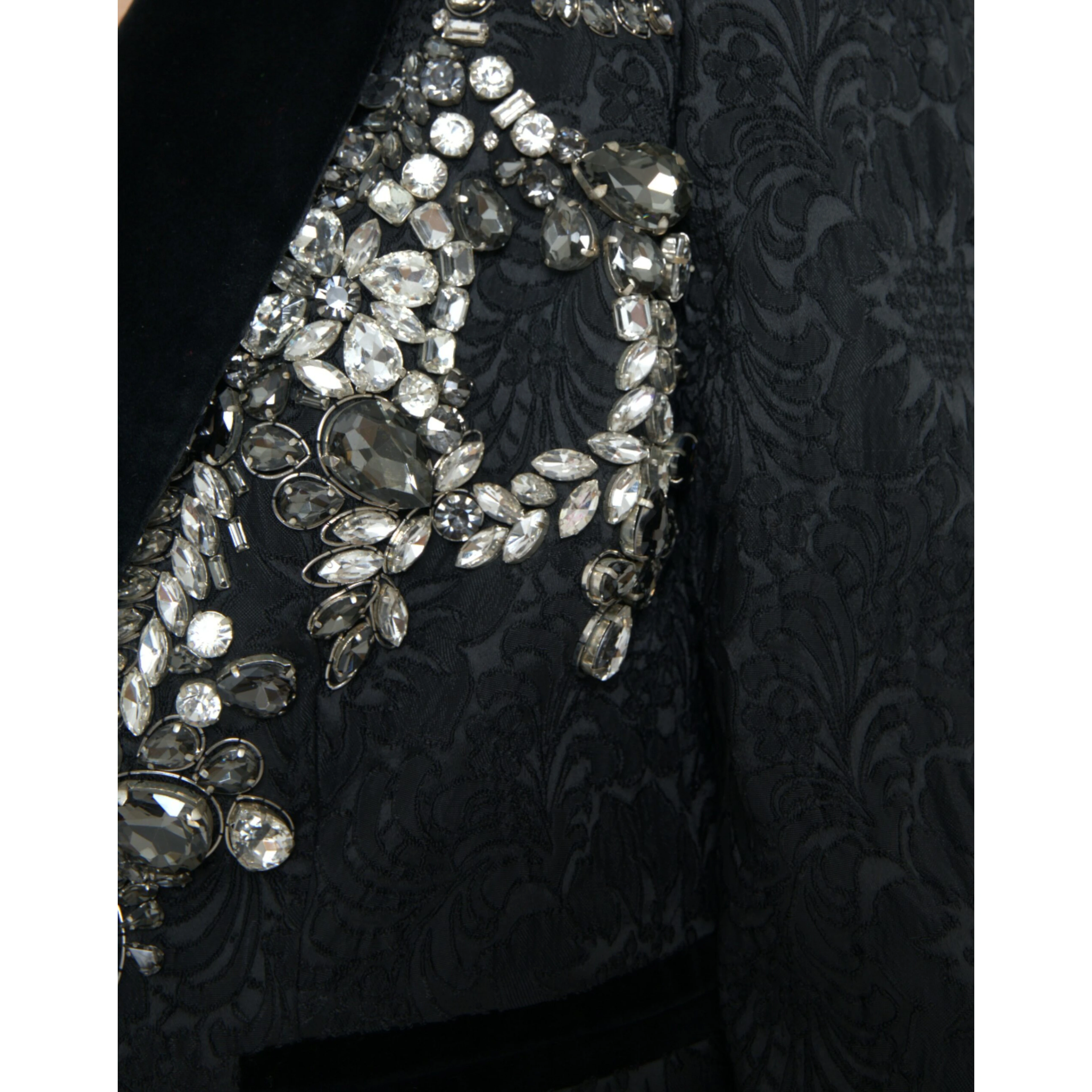 Black Crystal Embellished Overcoat Jacket