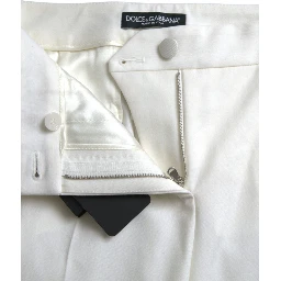 White Wool Mid Waist Tapered Pants
