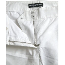 White Cut Out Cotton Mid Waist Cropped Pants
