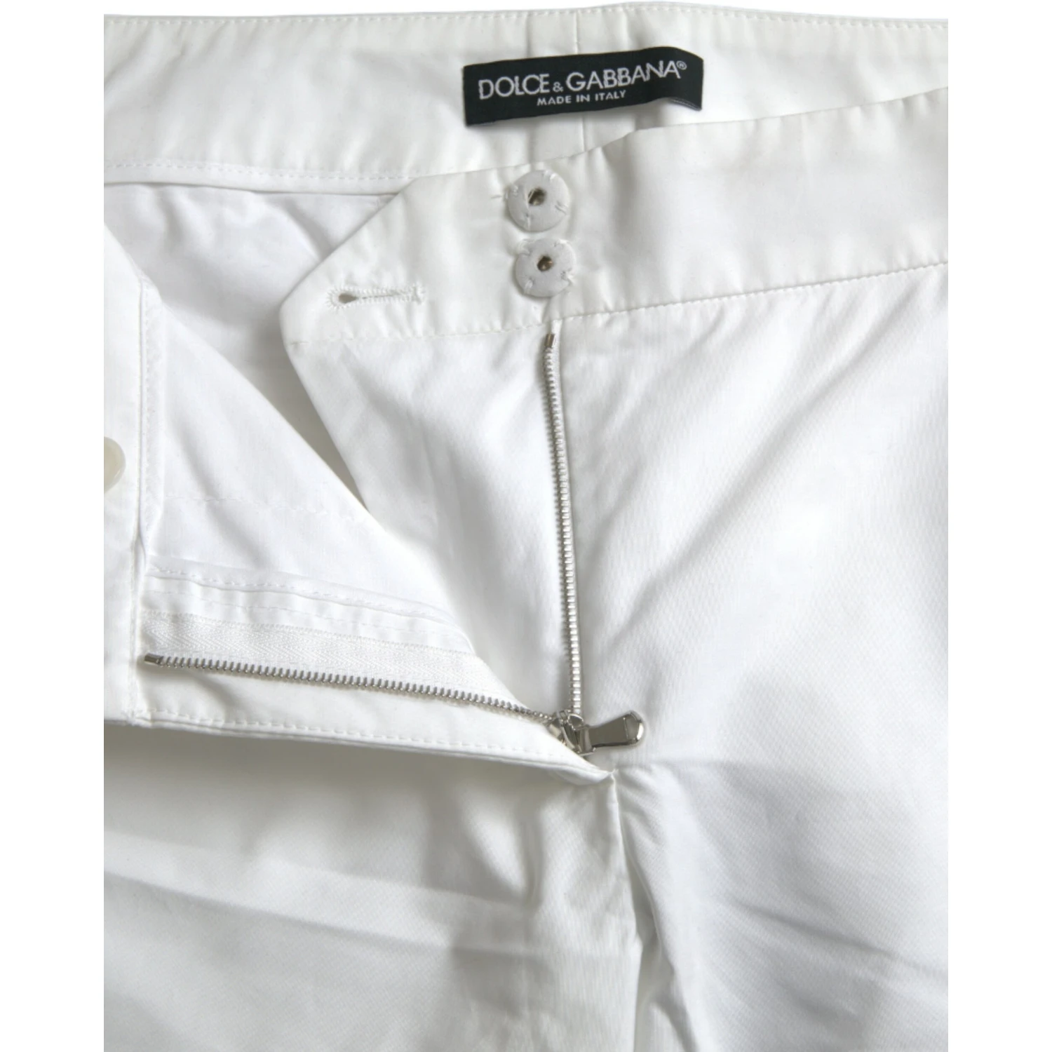 White Cut Out Cotton Mid Waist Cropped Pants
