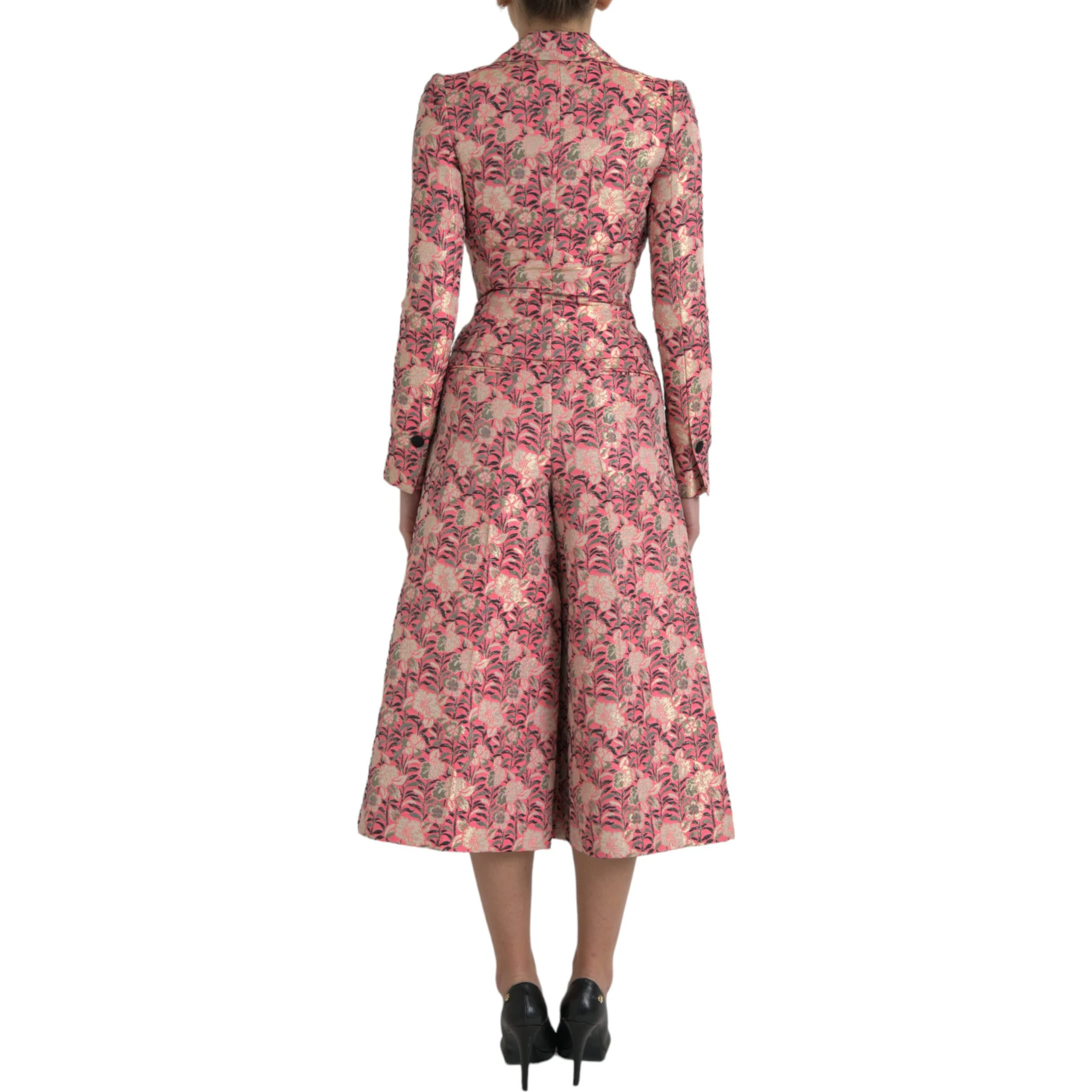 Pink Floral Jacquard Slim Fit 2 Piece Suit