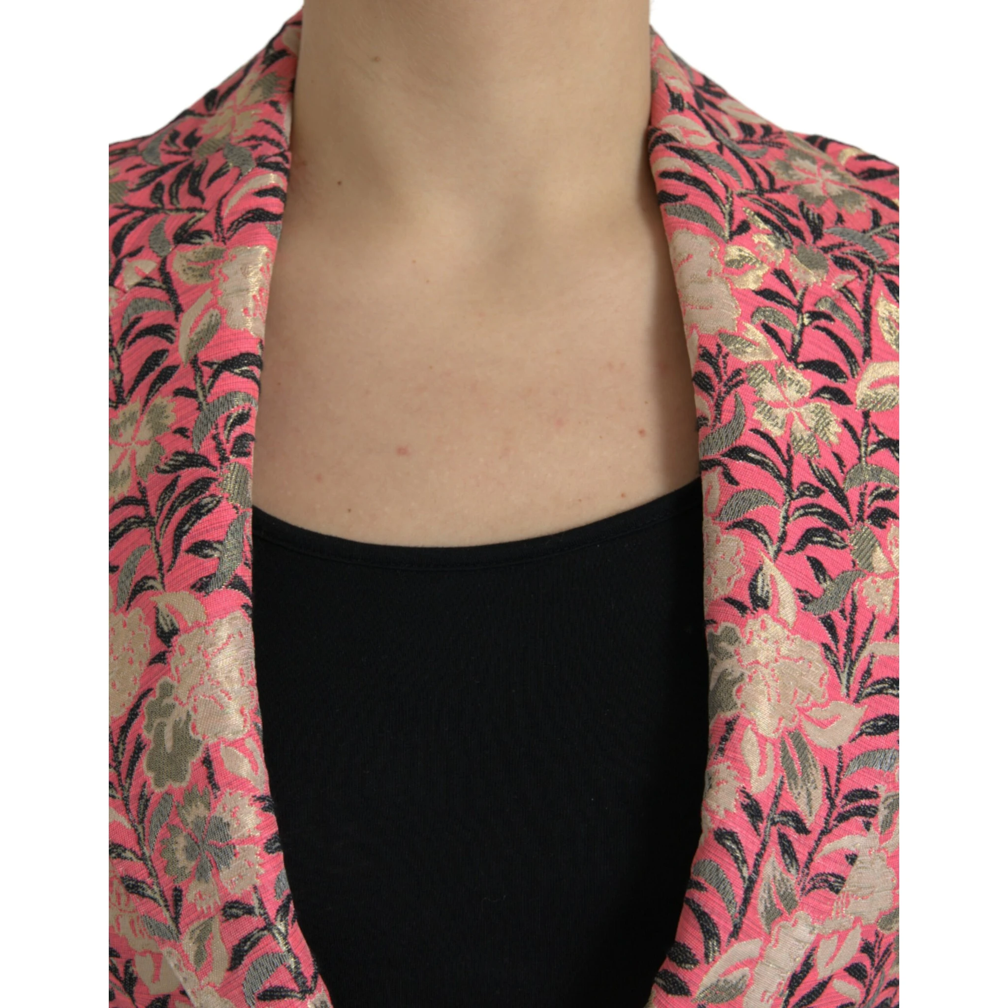 Pink Floral Jacquard Slim Fit 2 Piece Suit