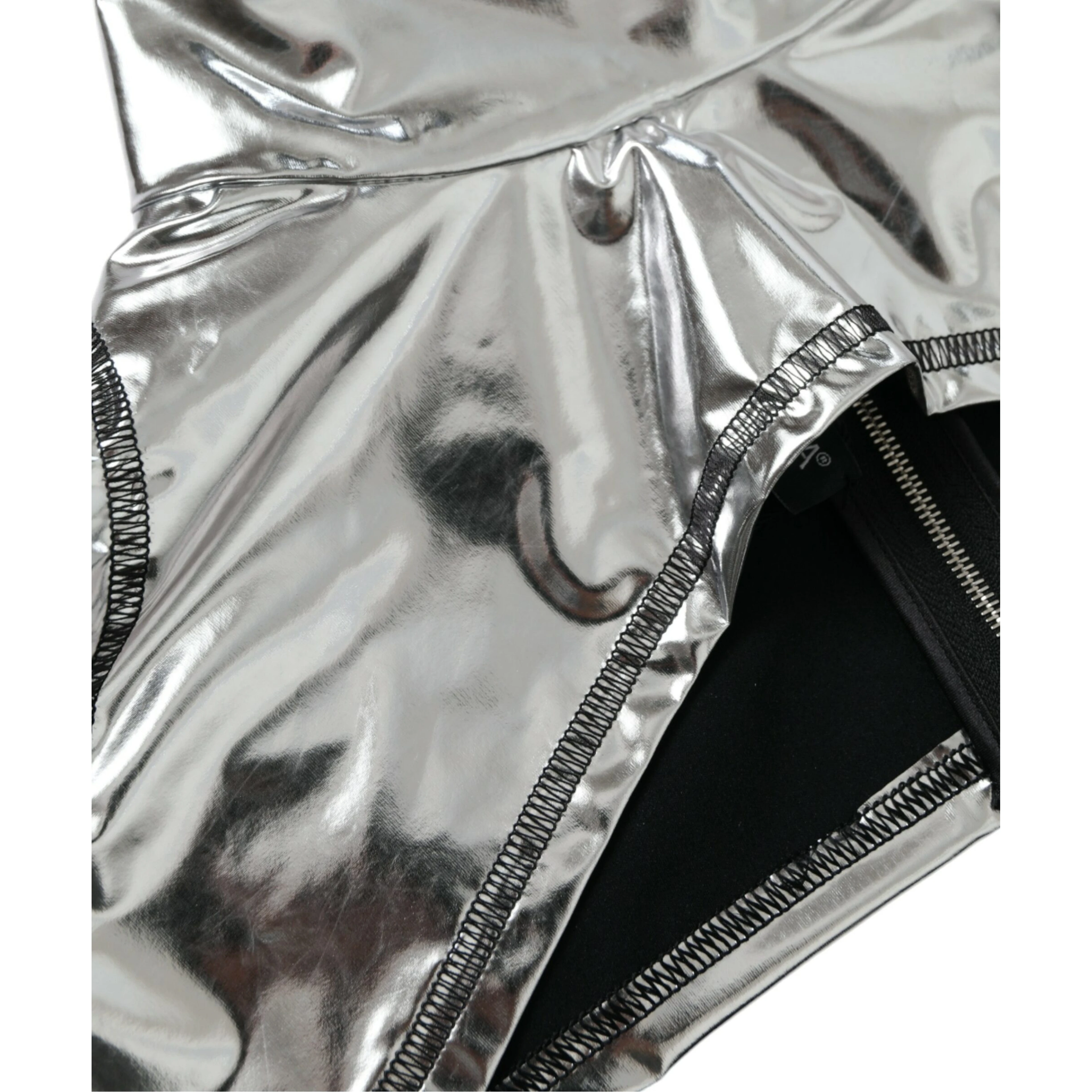 Silver Polyester Stretch Top