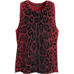 Red Leopard Print Sleeveless Tank T-shirt