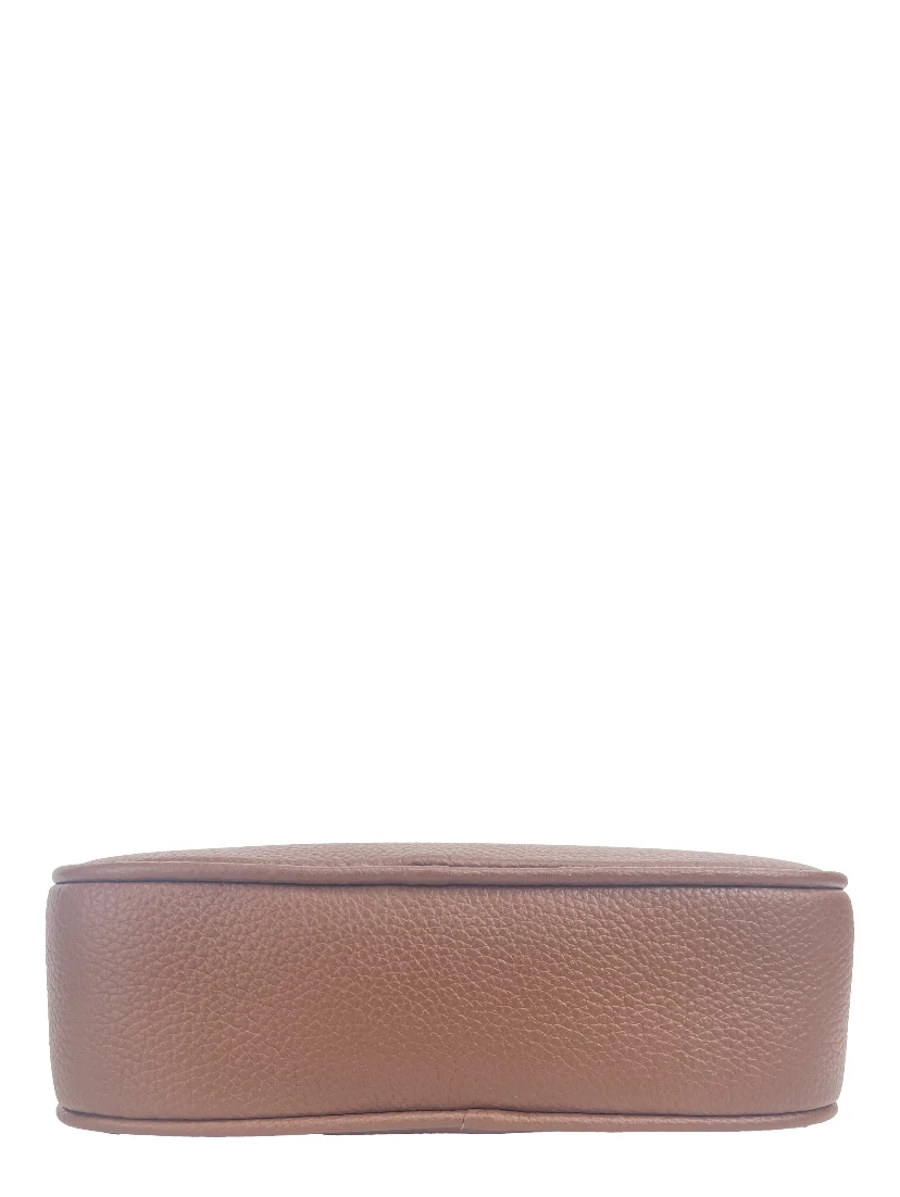 Small Leather Tan Camera Crossbody TB Logo Bag