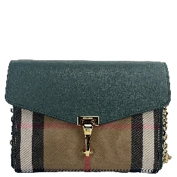 Macken Small Vintage Green House Check Leather Crossbody Bag