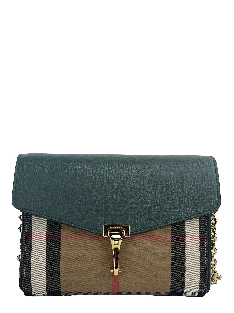 Macken Small Vintage Green House Check Leather Crossbody Bag