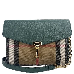 Macken Small Vintage Green House Check Leather Crossbody Bag