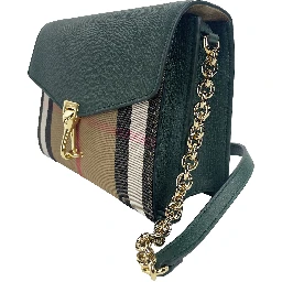 Macken Small Vintage Green House Check Leather Crossbody Bag