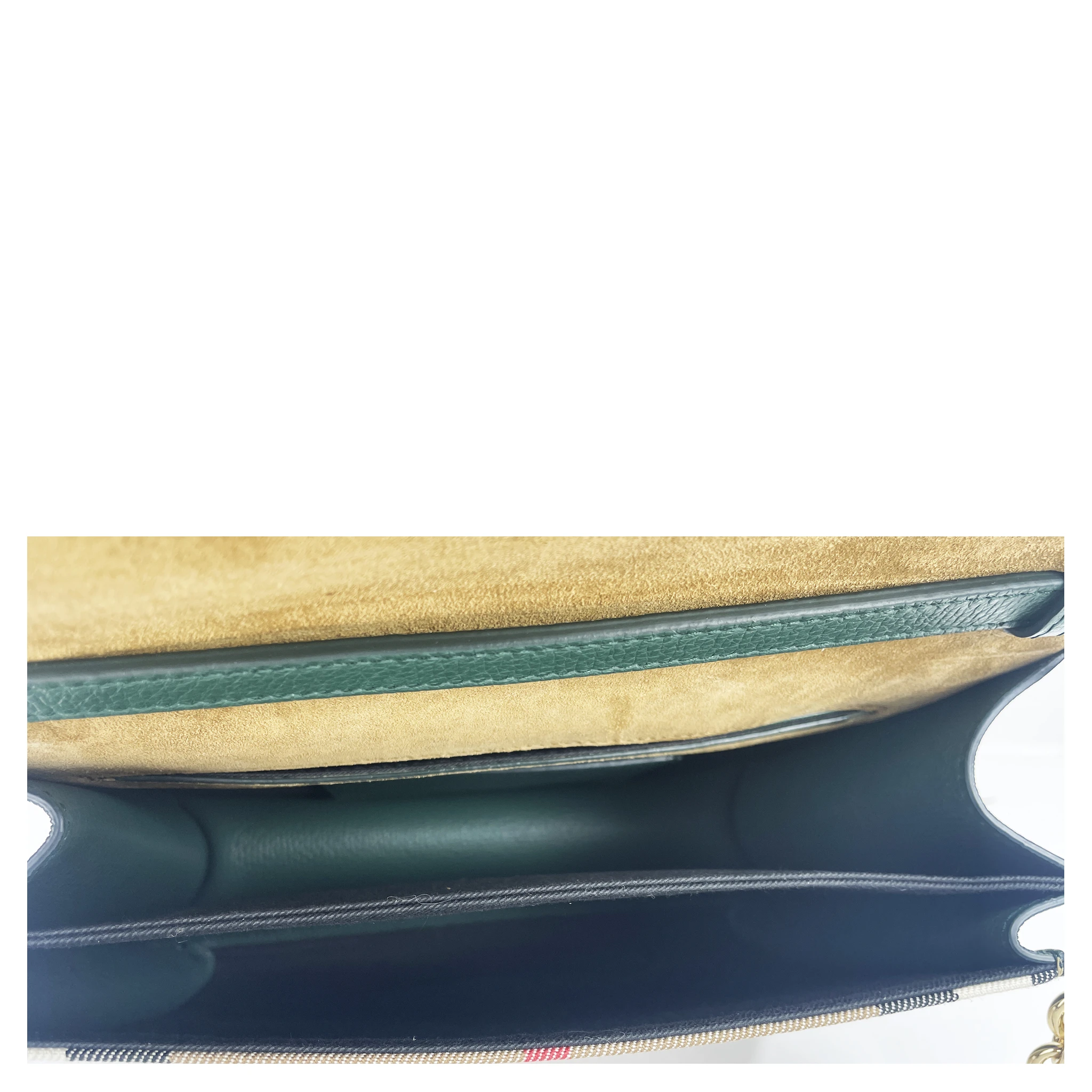 Macken Small Vintage Green House Check Leather Crossbody Bag