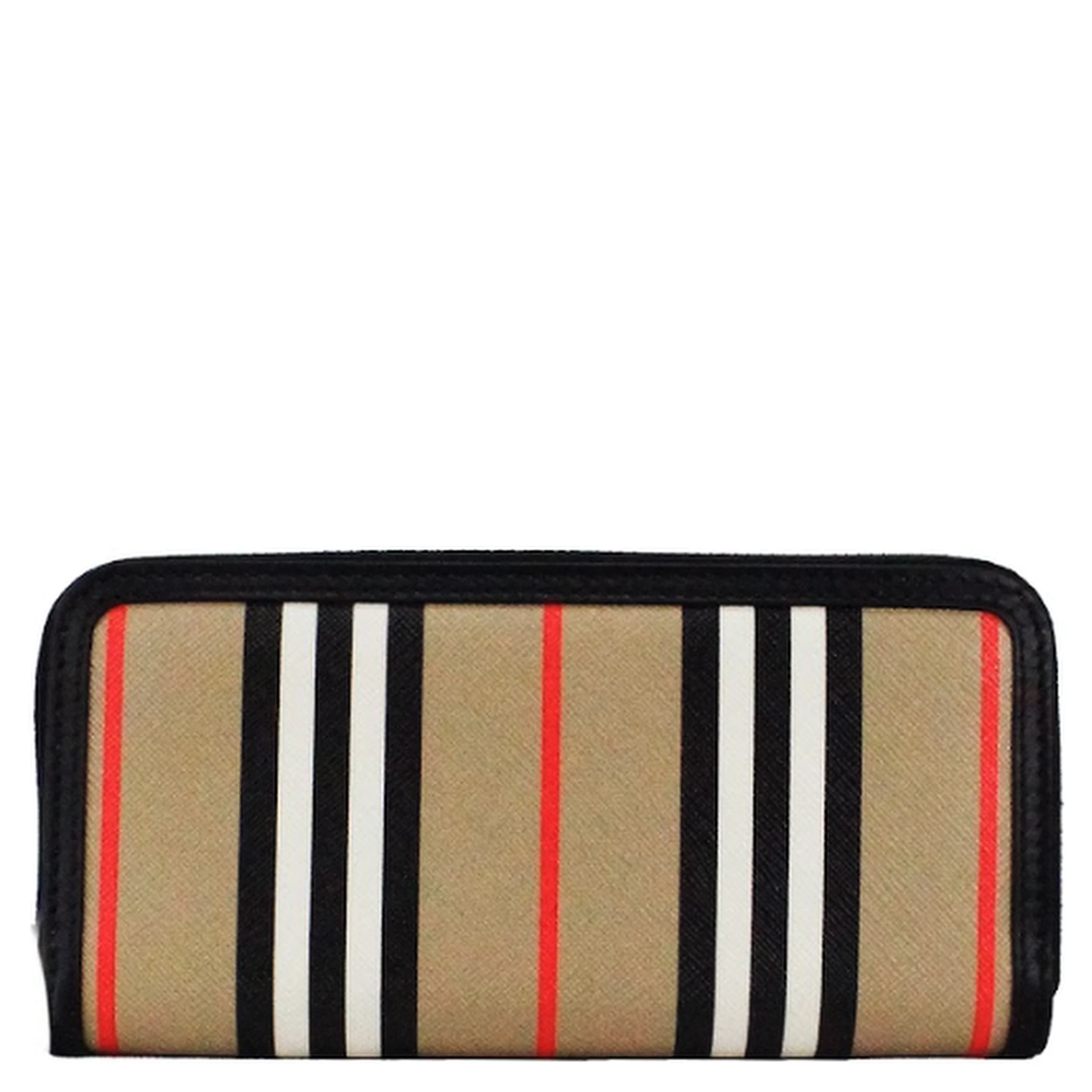 Ellerby Black Leather Icon Stripe Canvas Zip Around Continental Wallet