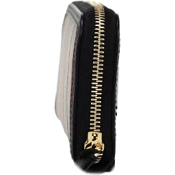 Ellerby Black Leather Icon Stripe Canvas Zip Around Continental Wallet