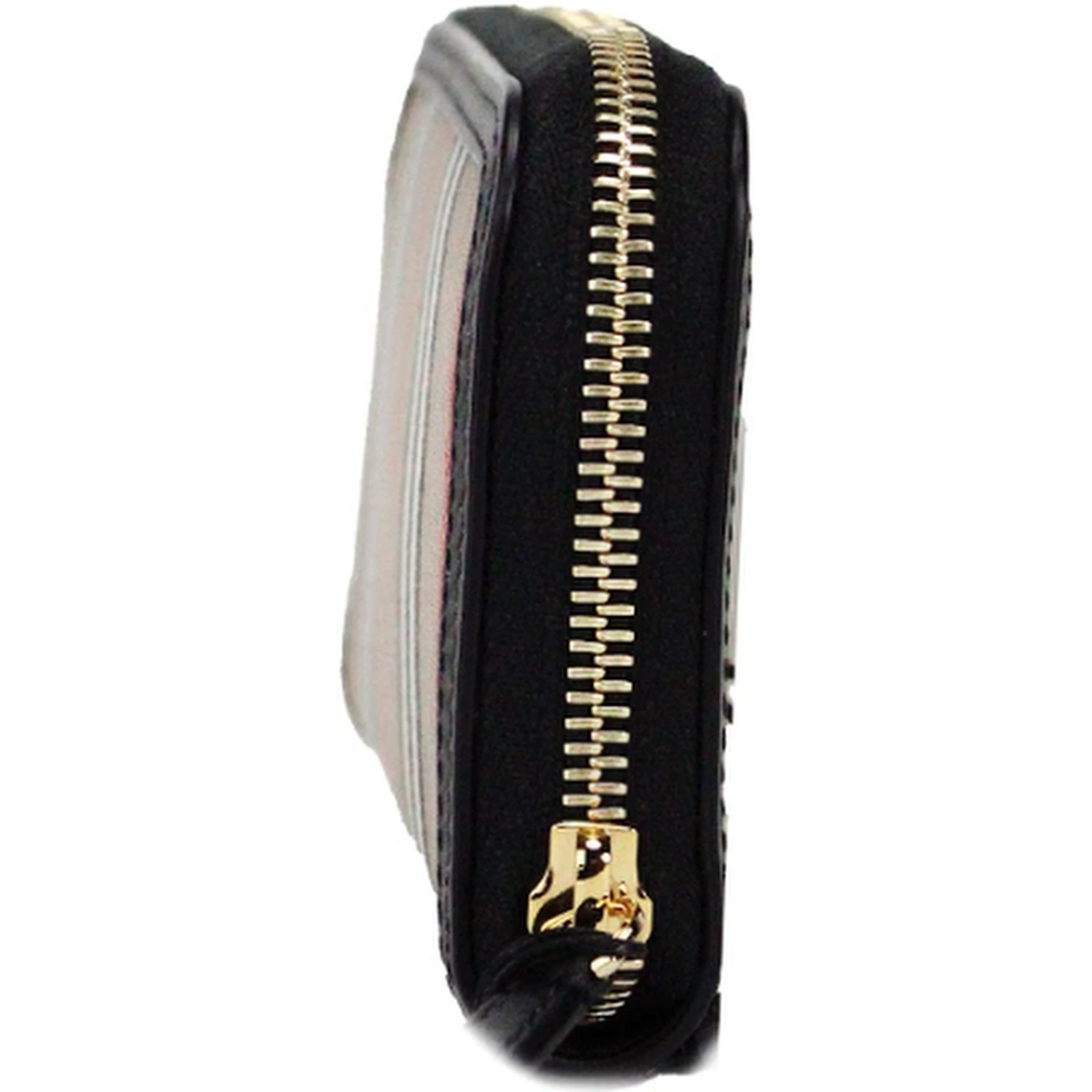 Ellerby Black Leather Icon Stripe Canvas Zip Around Continental Wallet