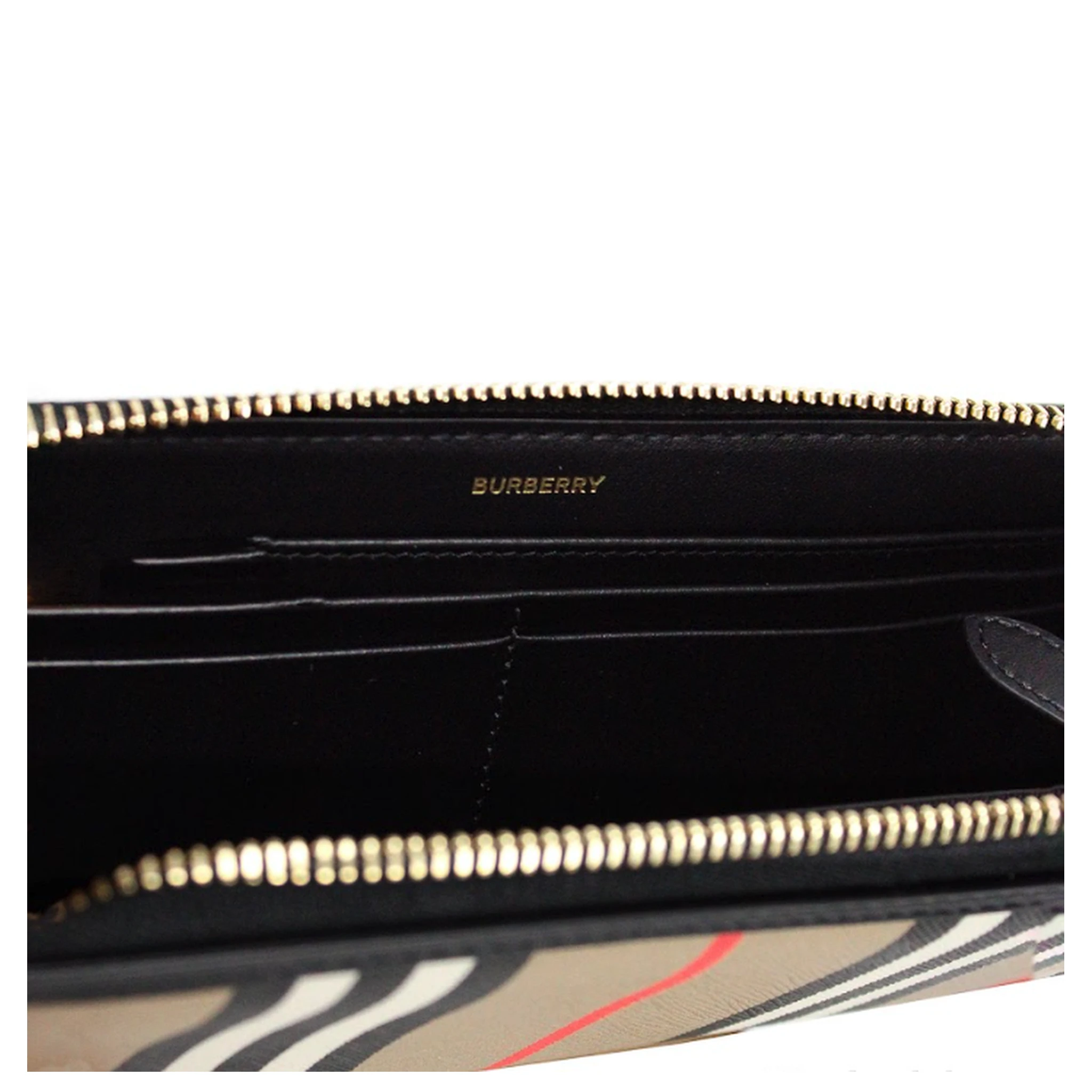 Ellerby Black Leather Icon Stripe Canvas Zip Around Continental Wallet