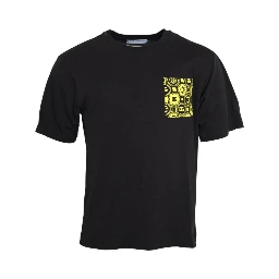 Black Printed Pocket Cotton Crewneck T-shirt