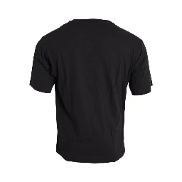 Black Printed Pocket Cotton Crewneck T-shirt