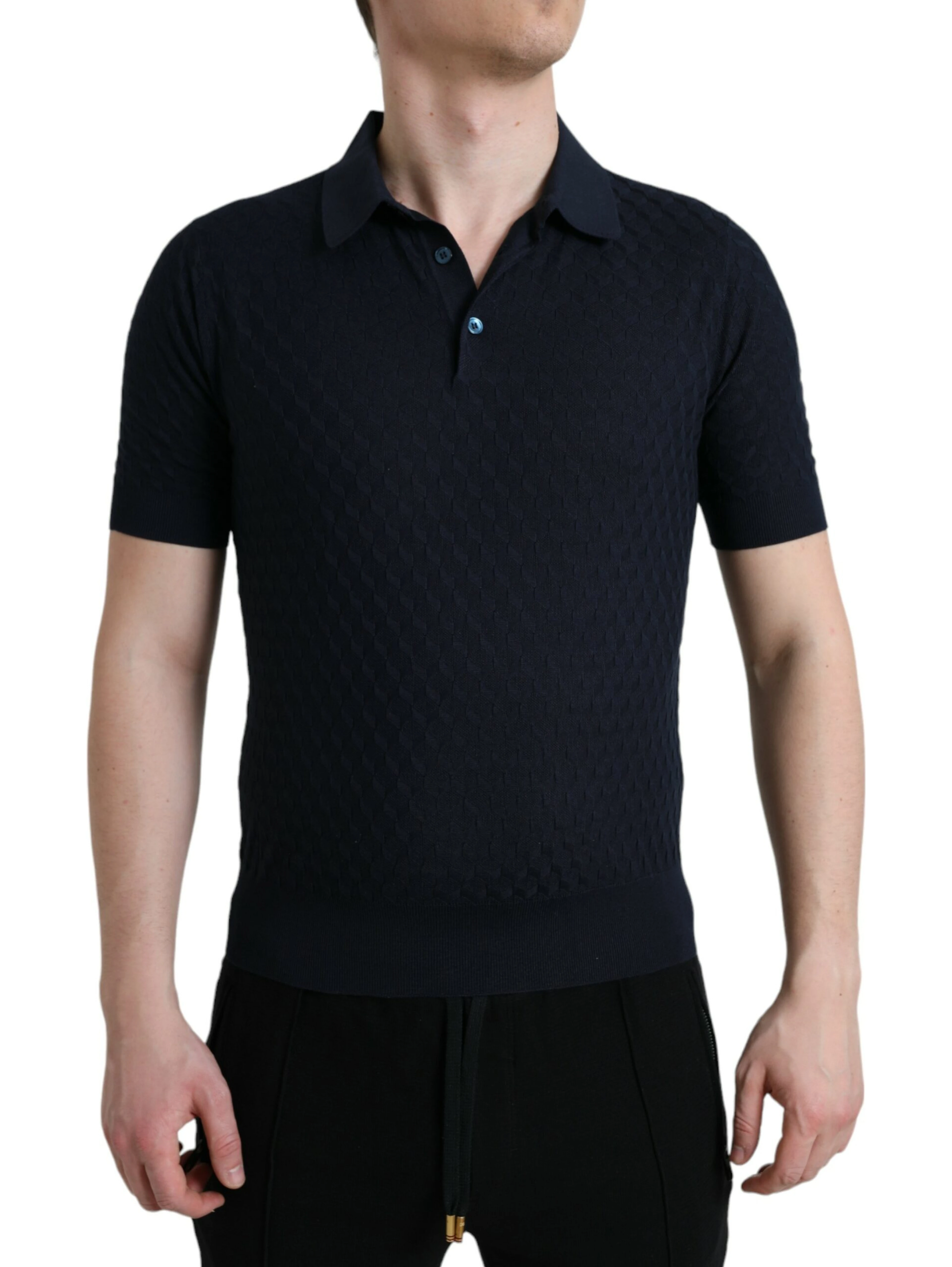 Dark Blue Collared Short Sleeve Polo T-shirt