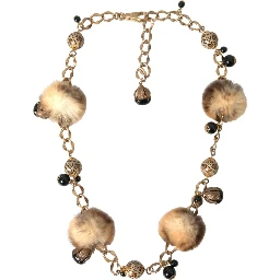Gold Brass Leopard Fur Pearl Collier Chain Belt