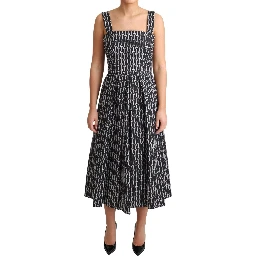 Black White Pattern Cotton A-Line Dress