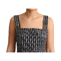 Black White Pattern Cotton A-Line Dress