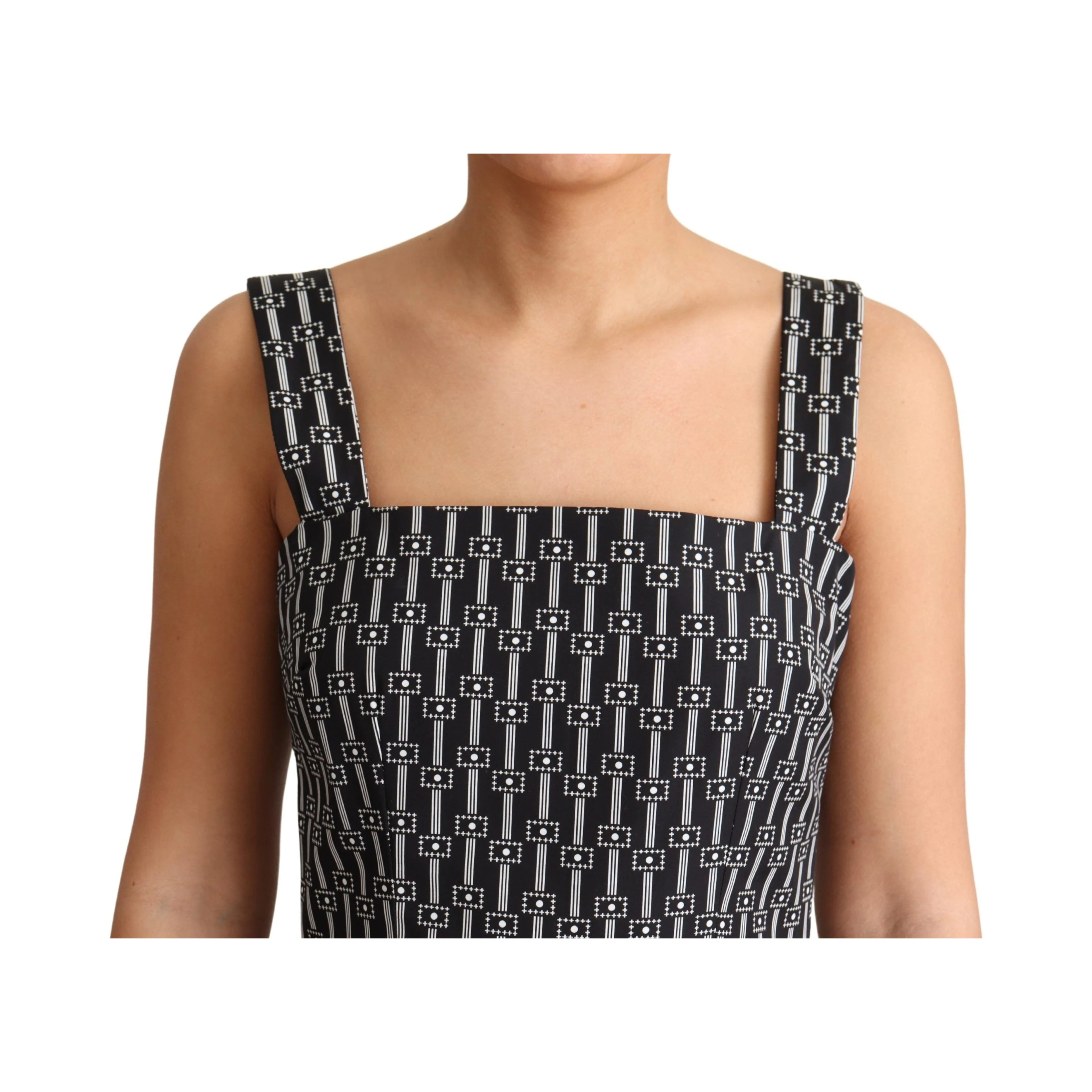 Black White Pattern Cotton A-Line Dress
