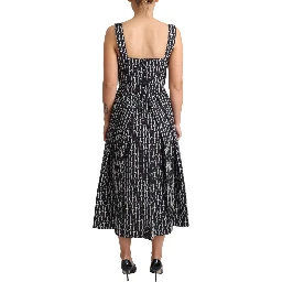 Black White Pattern Cotton A-Line Dress