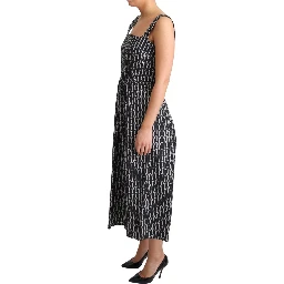 Black White Pattern Cotton A-Line Dress