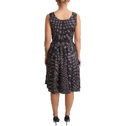 Black Floral Cotton A-Line Stretch Dress