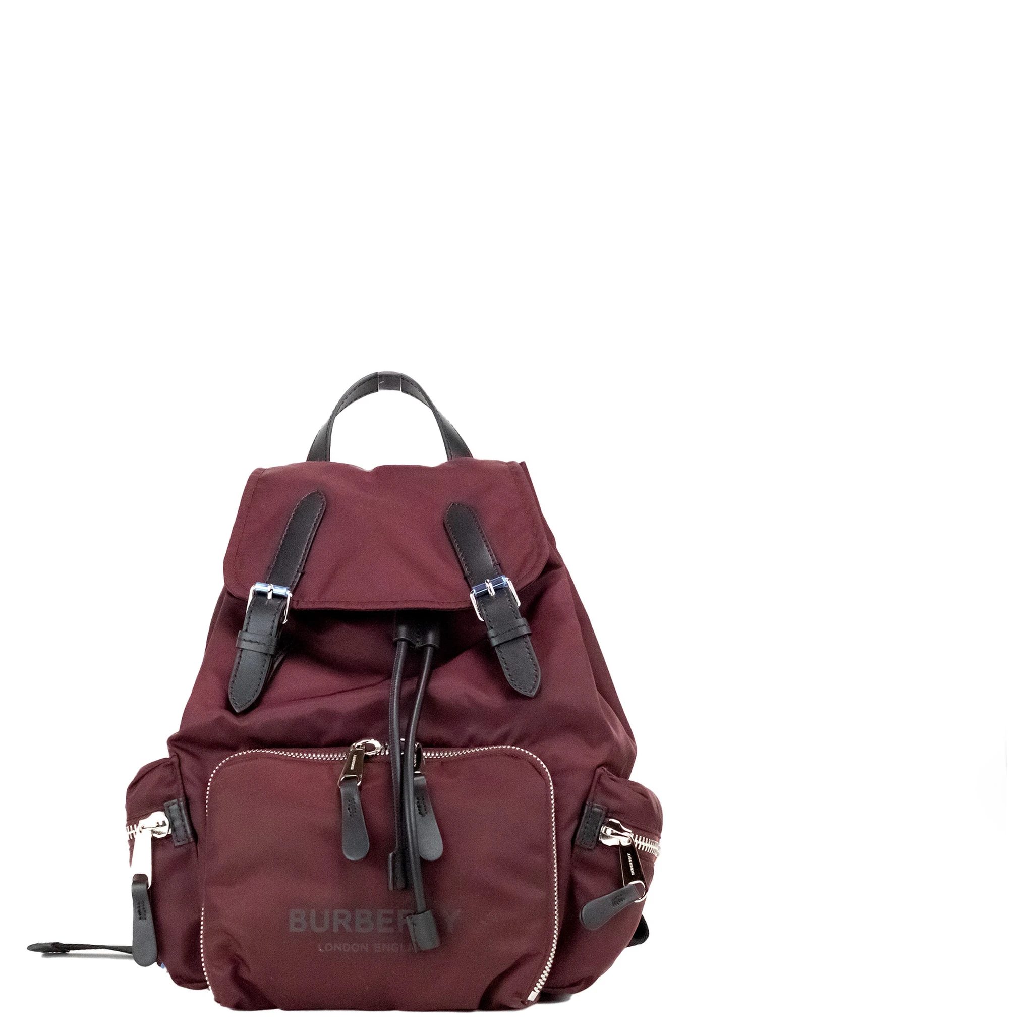 Medium Burgundy Econyl Nylon Rucksack Drawstring Backpack Bookbag