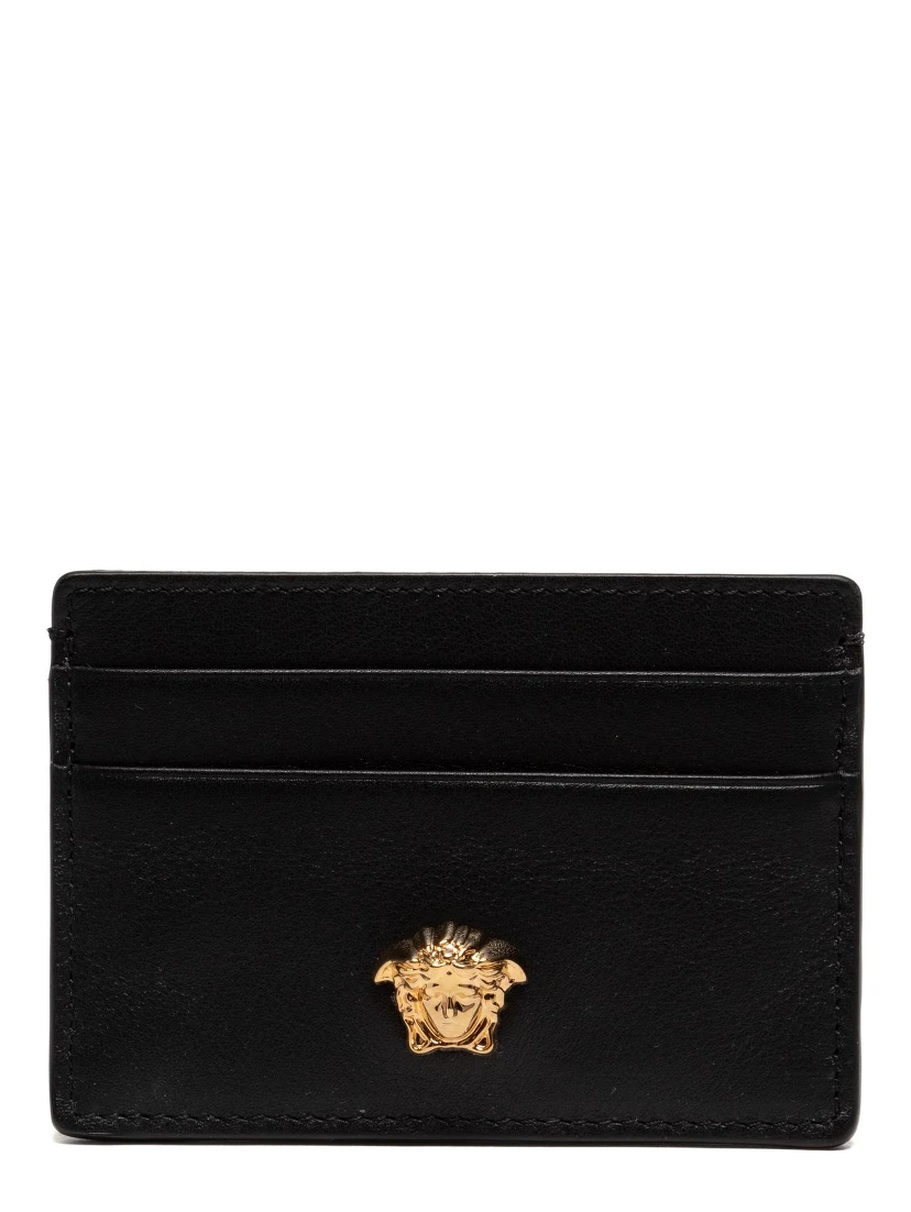 Black Leather La Medusa Card Holder