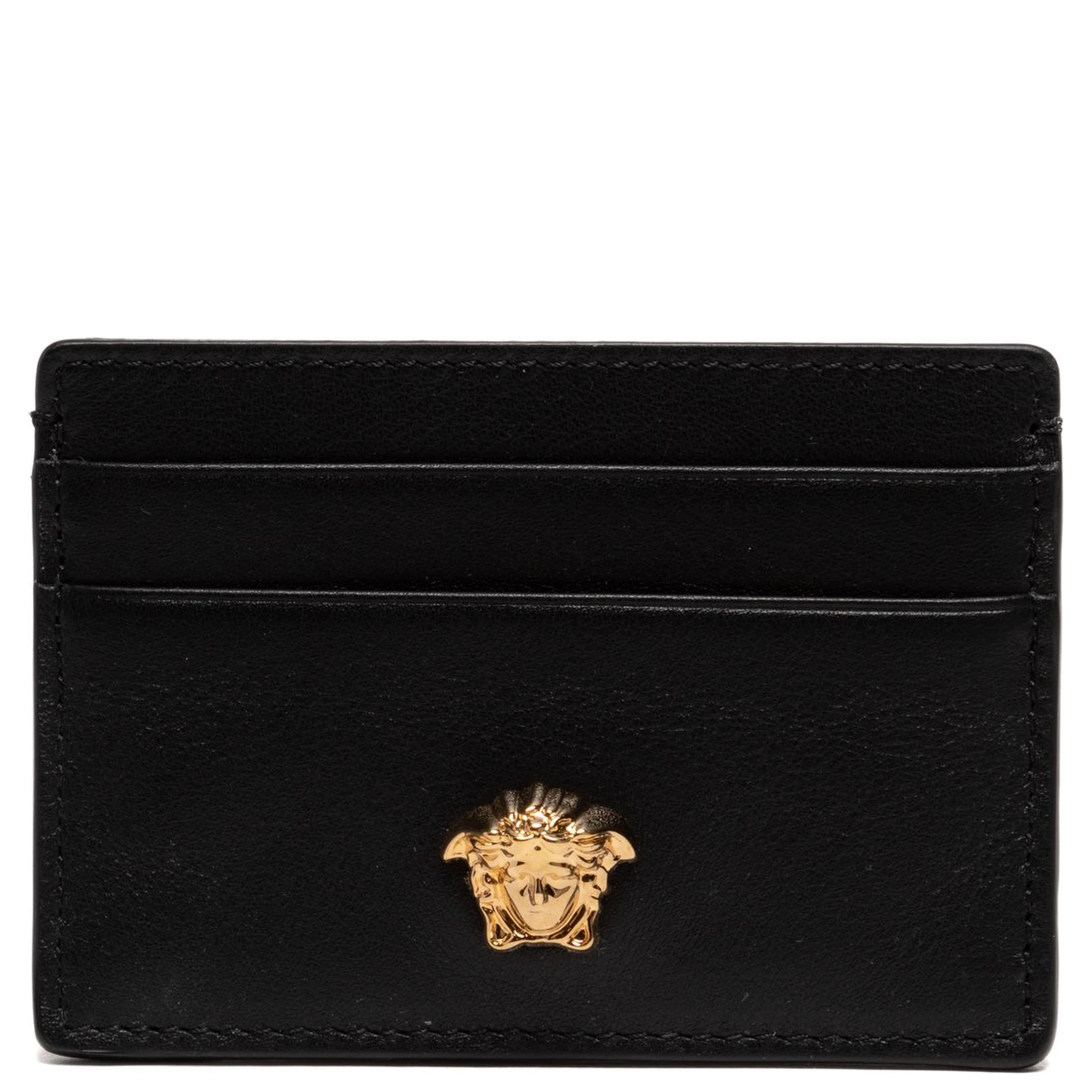 Black Leather La Medusa Card Holder