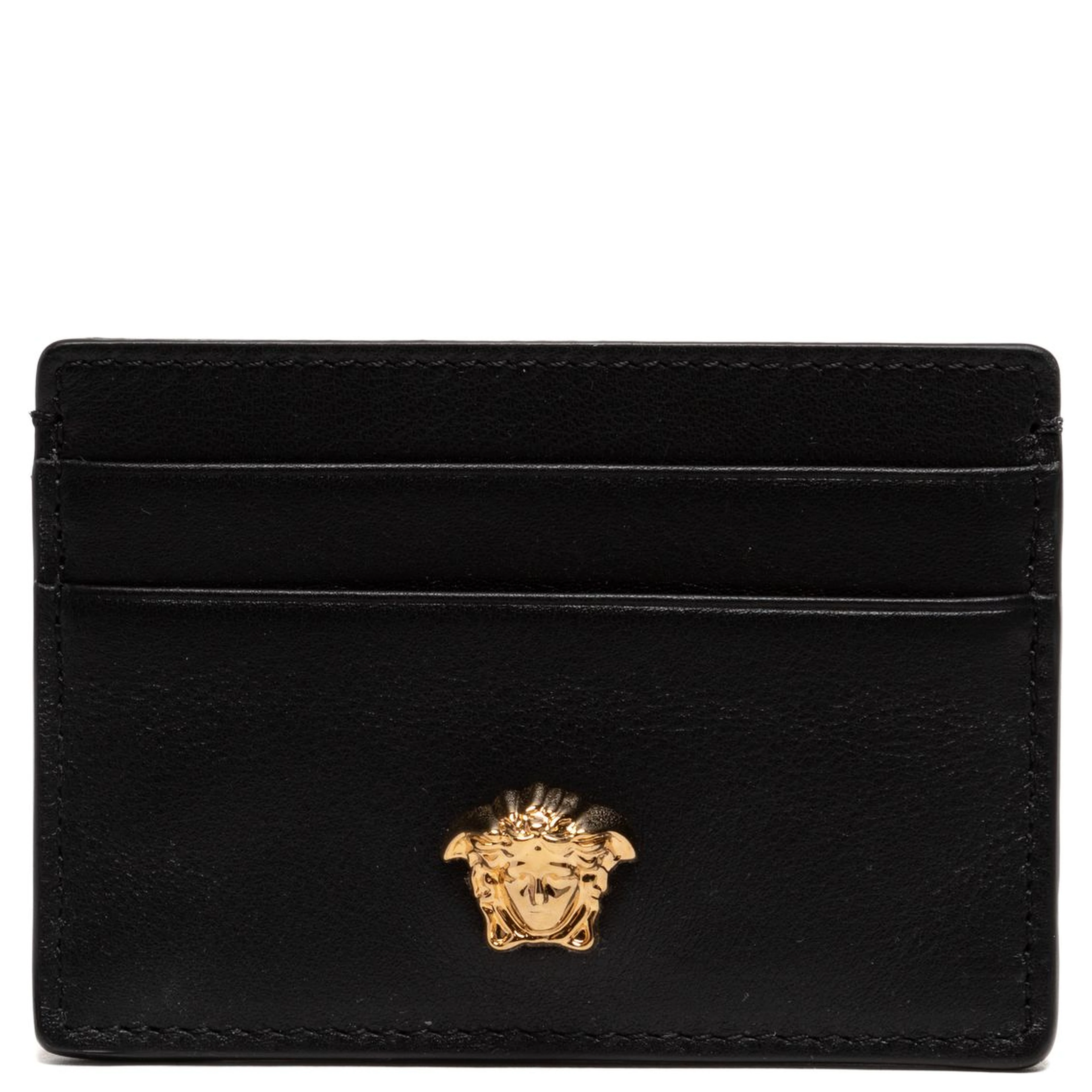Black Leather La Medusa Card Holder