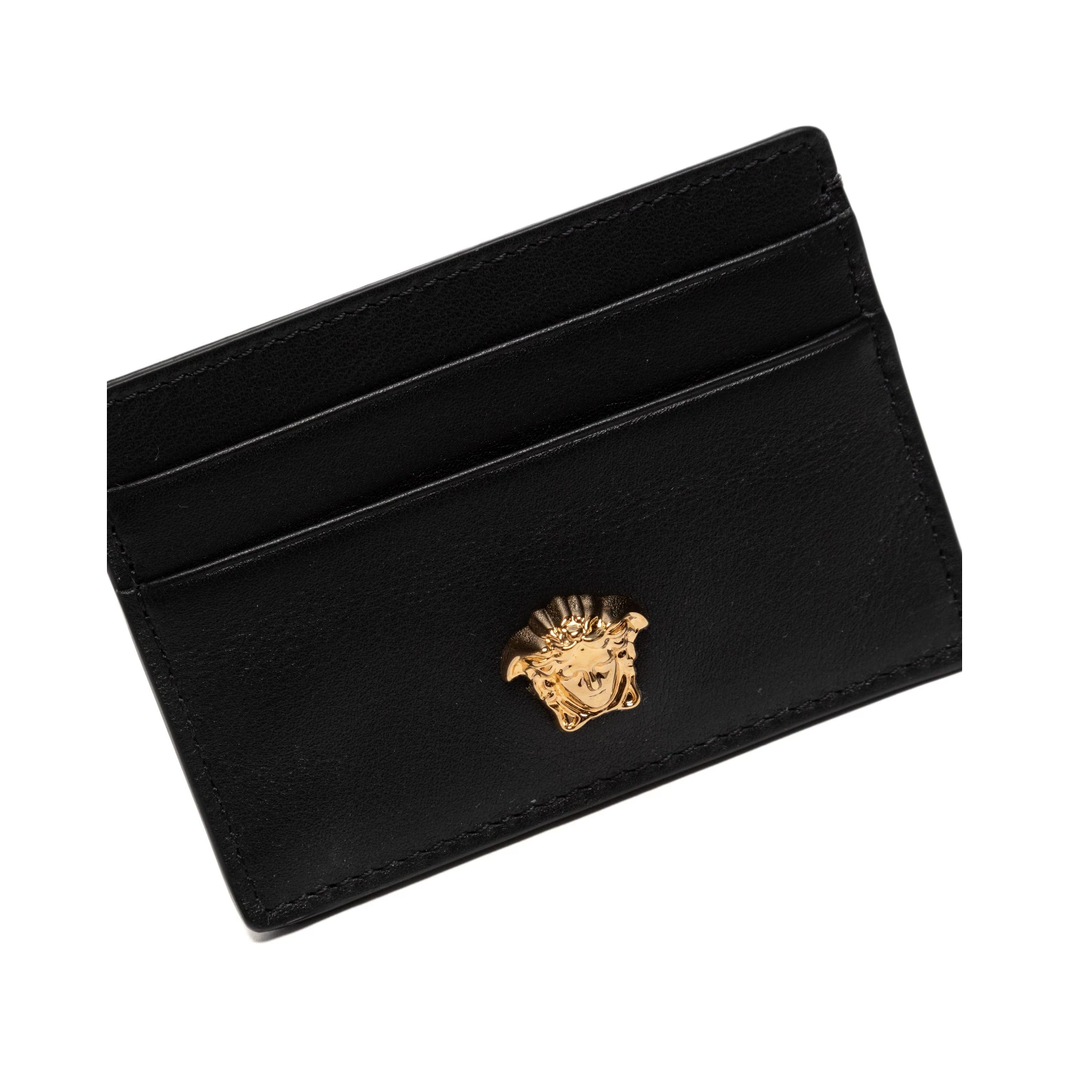 Black Leather La Medusa Card Holder