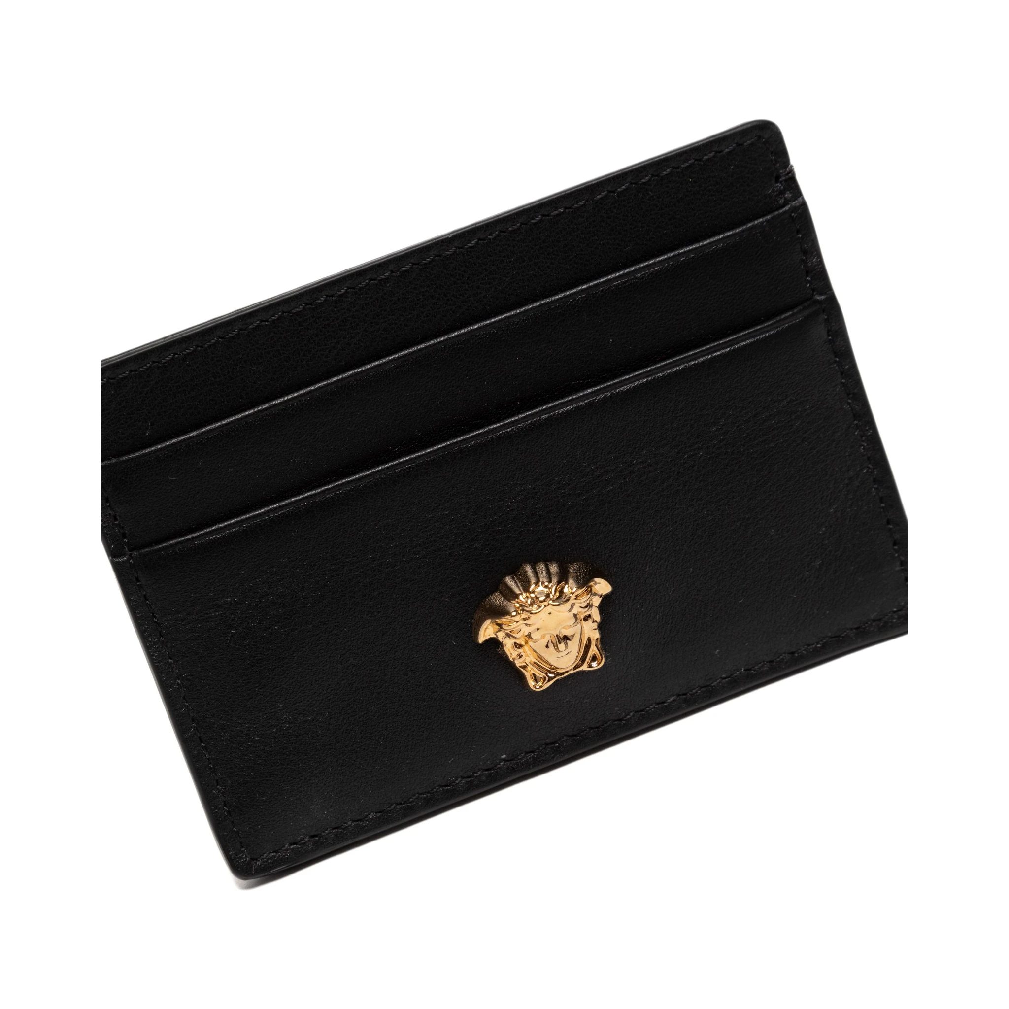 Black Leather La Medusa Card Holder