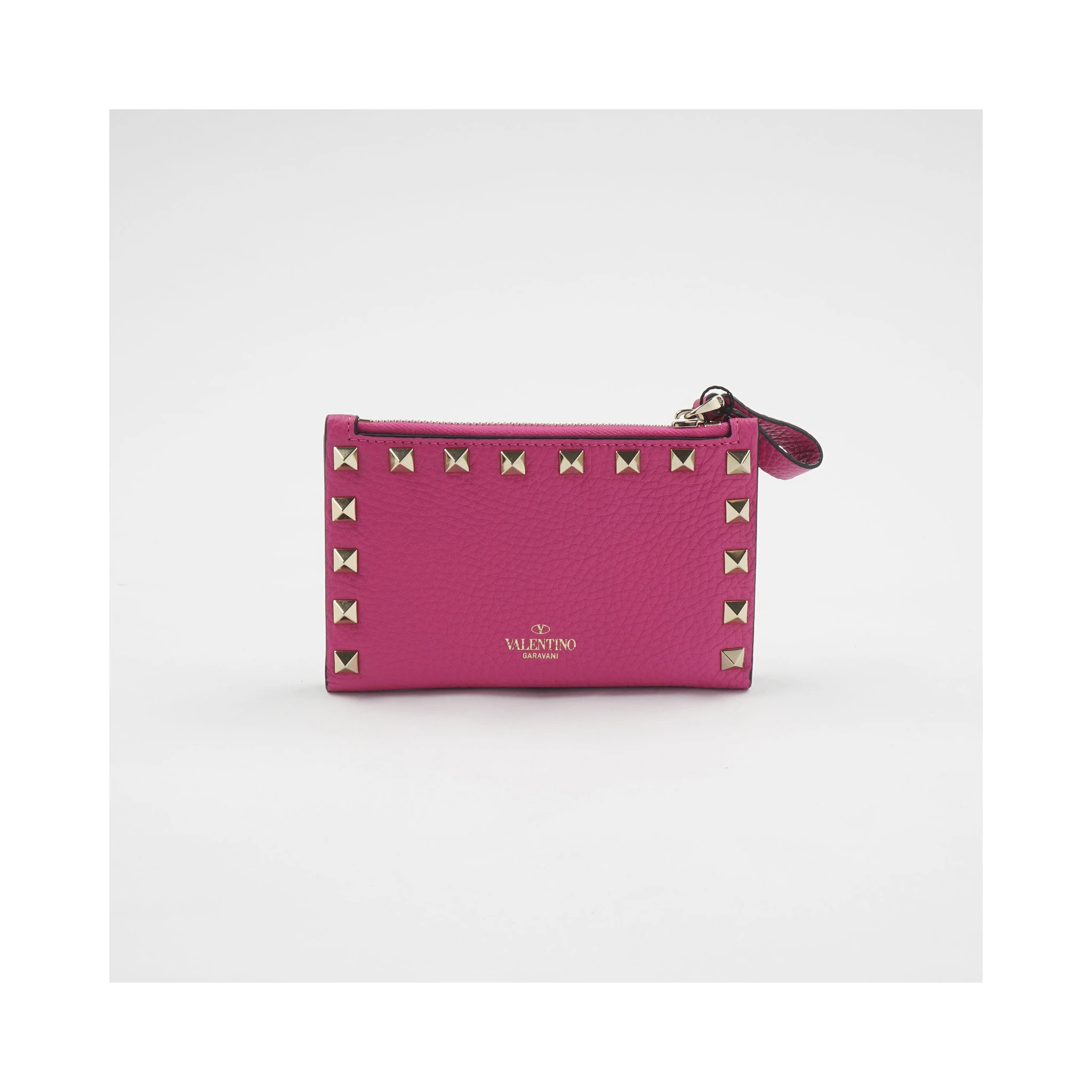 Valentino Pink Leather Rockstud Bifold Wallet