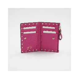Valentino Pink Leather Rockstud Bifold Wallet