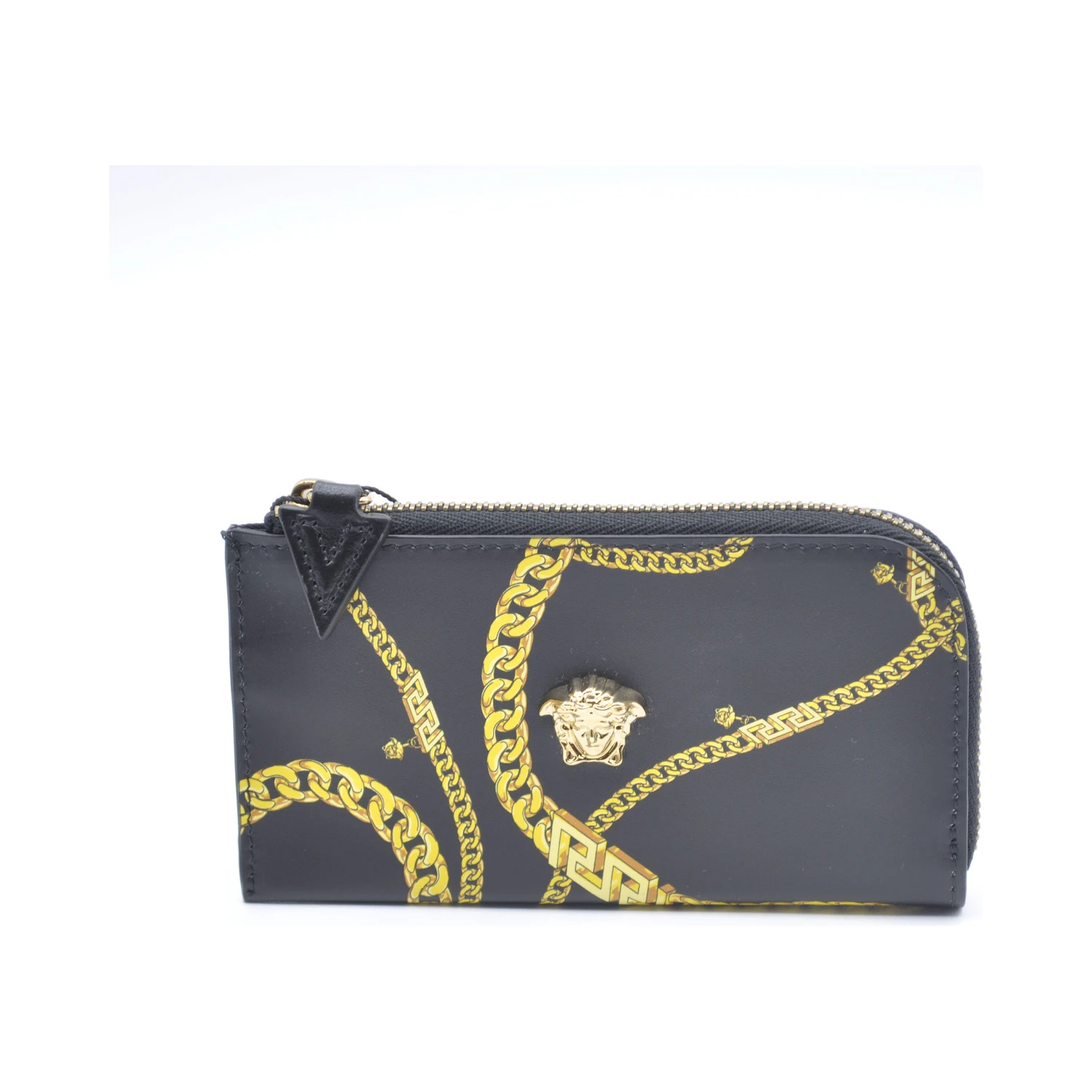 Leather Medusa Head Chain Organizer Zip Card Case Wallet