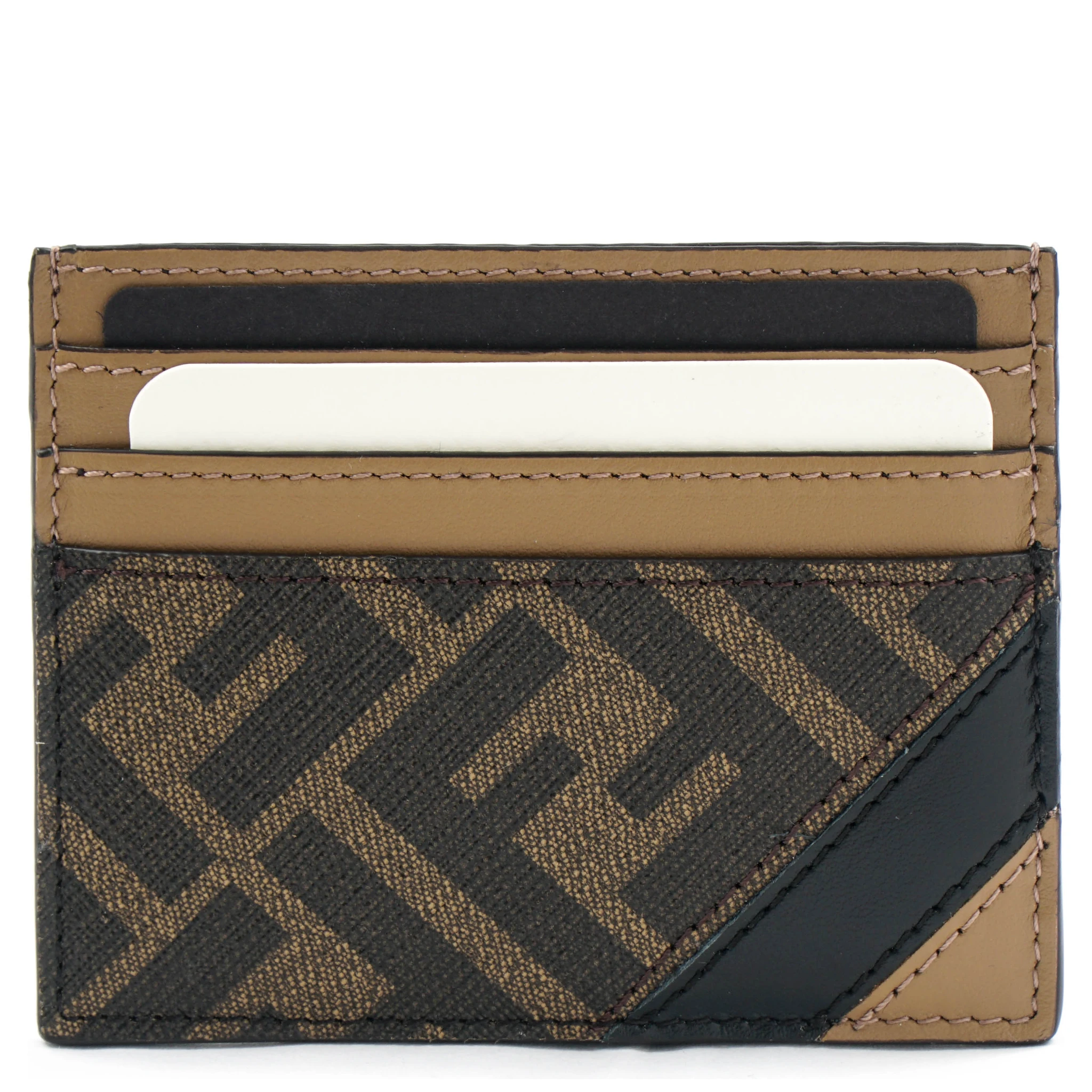 Fendi Zucca Business Card Holder Brown Black