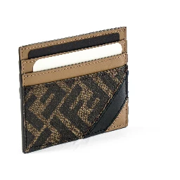Fendi Zucca Business Card Holder Brown Black
