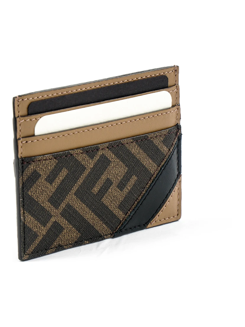 Fendi Zucca Business Card Holder Brown Black