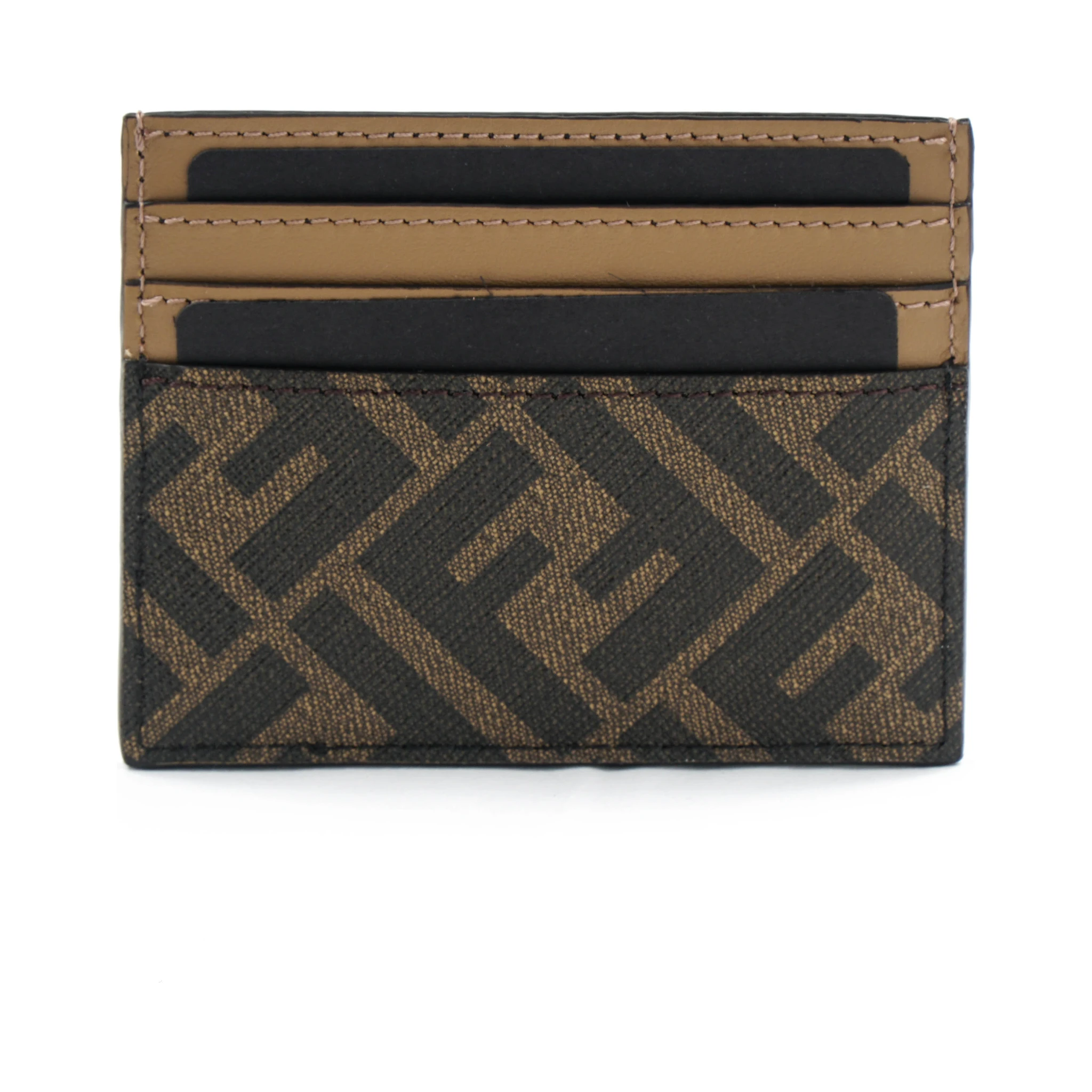 Fendi Zucca Business Card Holder Brown Black