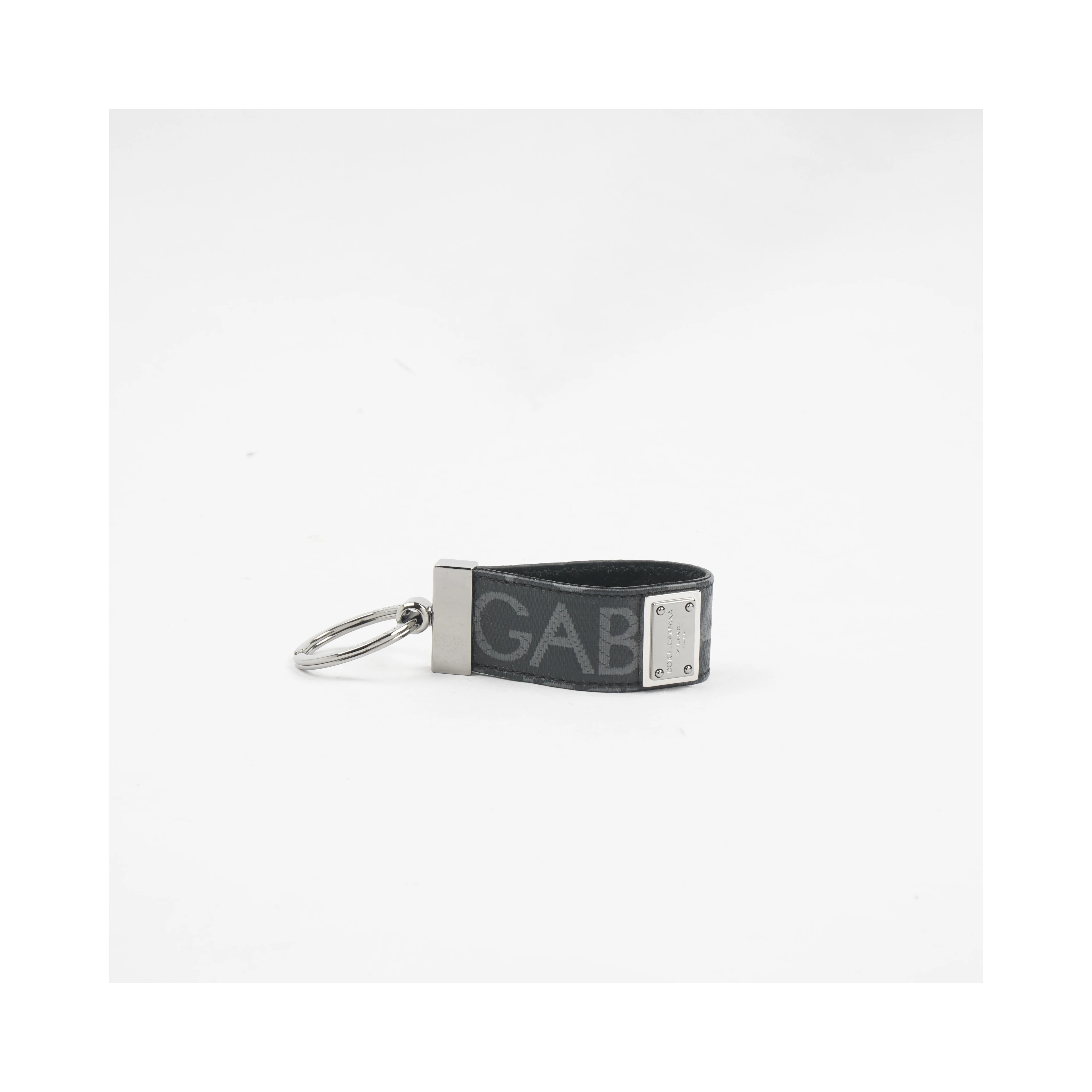 DG Logo Jacquard Keyring in black fabric.