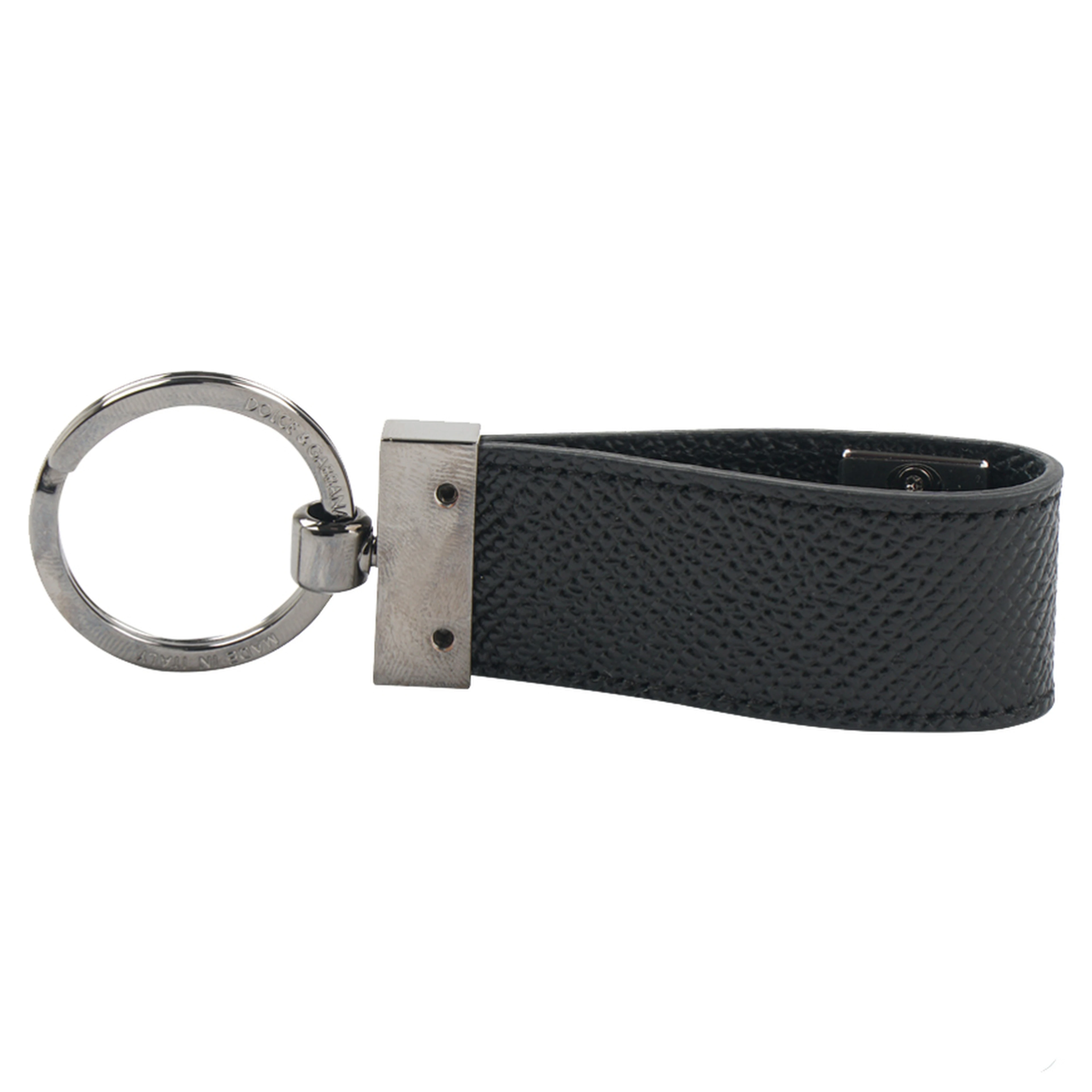 DG Logo Jacquard Keyring in black fabric.