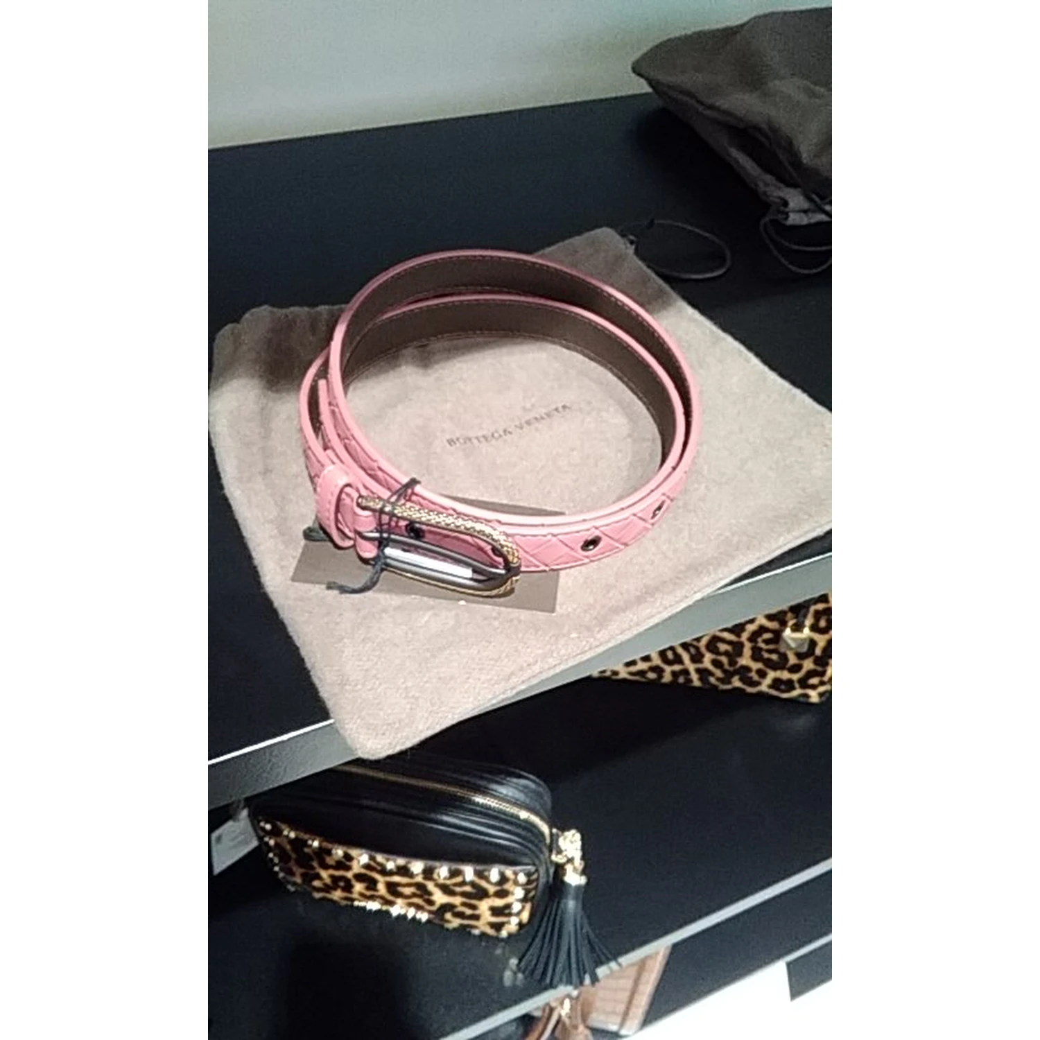 Intrecciato leather belt
