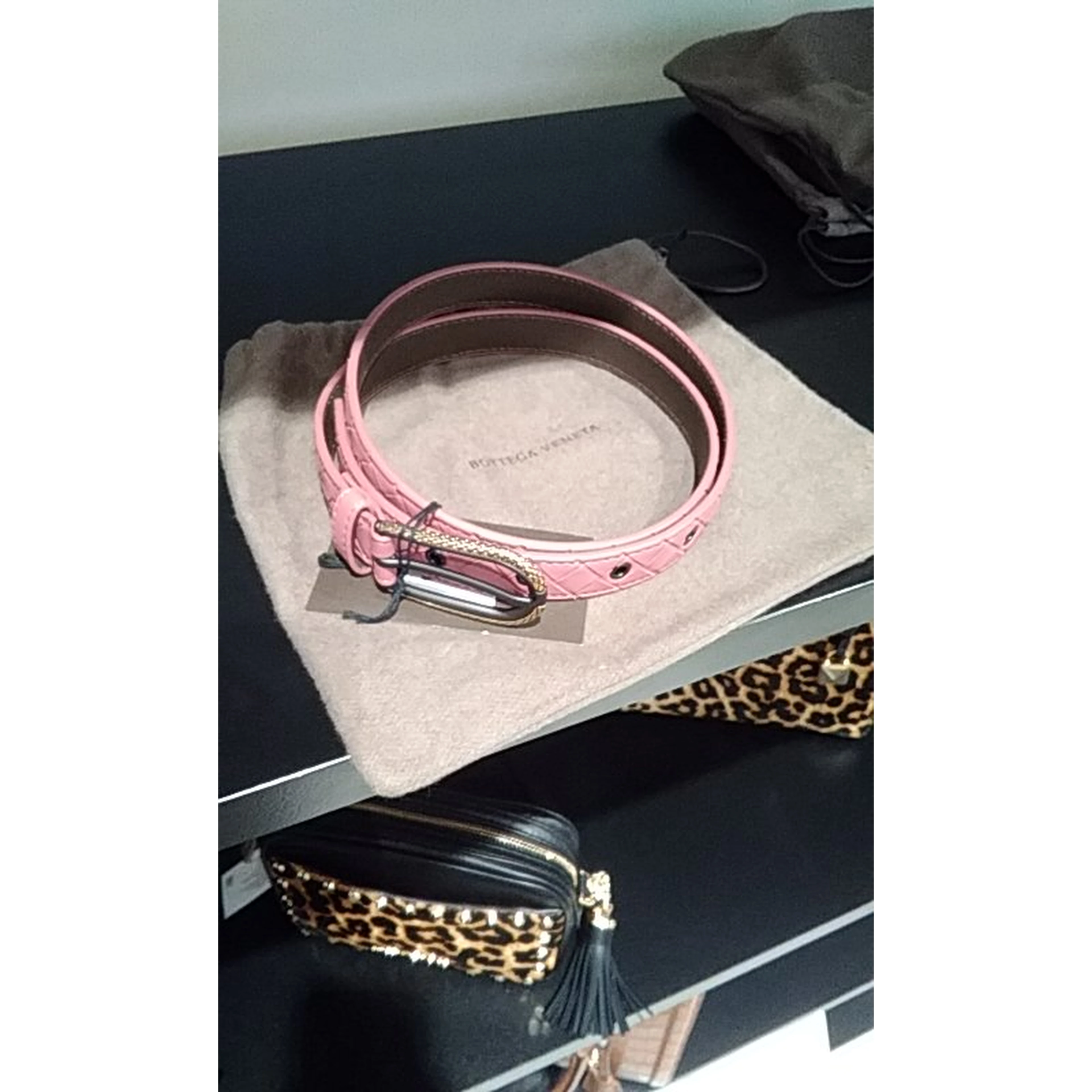 Intrecciato leather belt